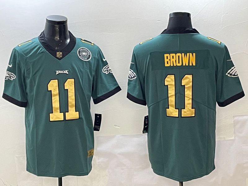 Men Philadelphia Eagles #11 Brown Green Gold Nike 2025 Limited NFL Jersey style 4